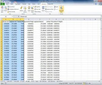 Figure 1.5This ﬁgure shows the Excel spreadsheet with data. For this application to runproperly, the ﬁrst row can contain any column names the reader wishes