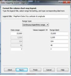 Figure 2.8This ﬁgure shows the Map Point choices for scaling the data and change thelabel text.
