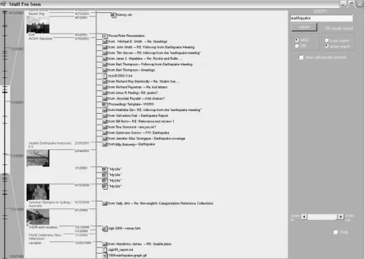 Figure 2.6: The Stuff I’ve Seen interface which uses a timeline visualization as de- de-scribed in [124].
