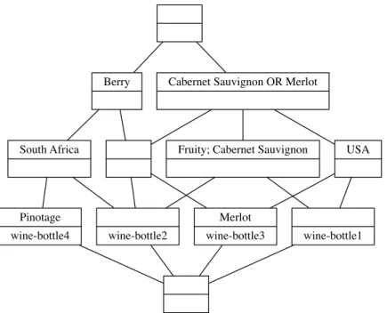 Figure 3.3: Full concept lattice generated from the wine data context in Figure 2.1;