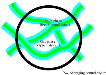 Figure 3-2 Schematic diagram of two-phase structure of porous textile media in the averaging control 