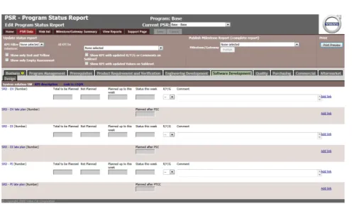 Fig. 12. Project status reporting tool – a screenshot