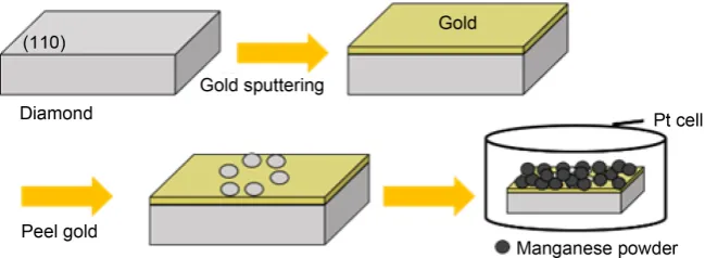 Figure 1. Schematic illustration of the processing of diamond (110) covered with a gold film