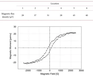 Table 2. Magnetic flux densities measured at the six spots. 
