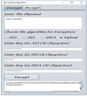 Figure 2: Output of encryption process of hybrid algorithm.  