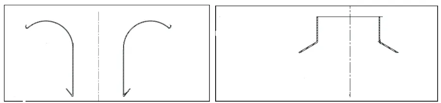 Figure 2. Types of shapes studied, left: type A, right: type B 
