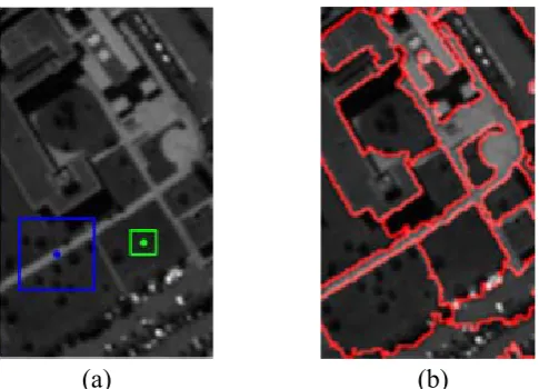 Fig. 1. Spatial region selection by (a) fixed-size rectangles; and (b) adaptive-size superpixels
