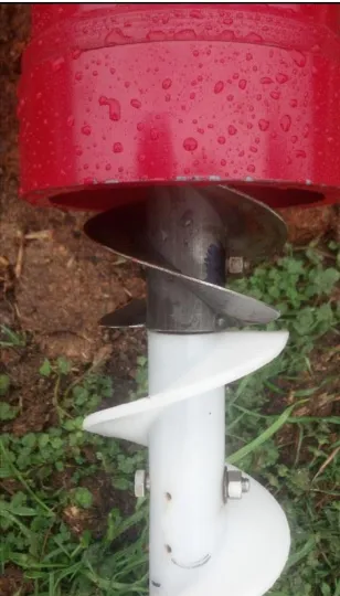 Figure 2.2 Section of double helix reverse flights connected to the HDPE single flight auger before the addition of the pipe casing