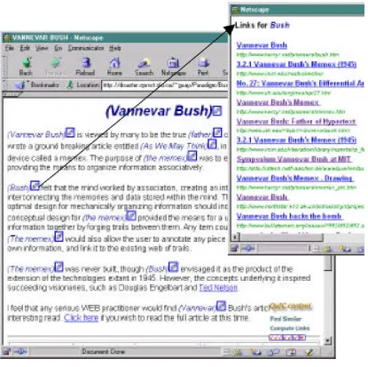 Figure 2.2: Links for “Bush”   Linkages among documents may  indicate  the importance of documents  on the basis 