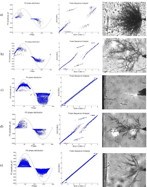 Fig.? PD patterns from electrical treeing experiments, on the left 