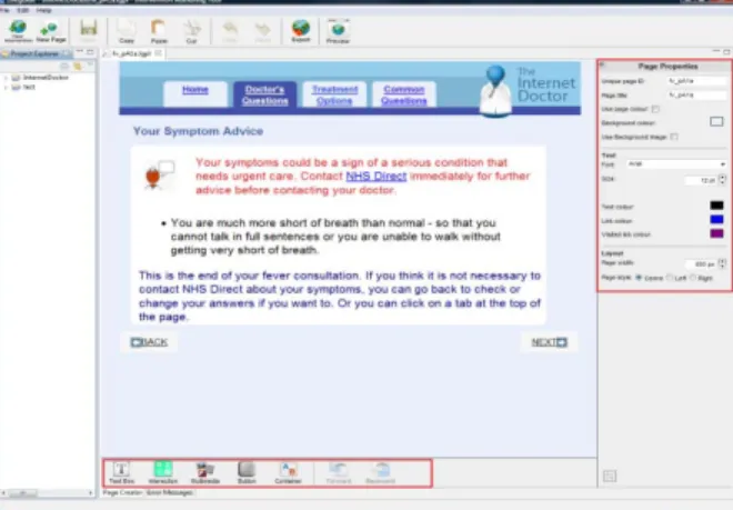 Figure 2. The Desktop Authoring Tool editing an  Internet Doctor page. 