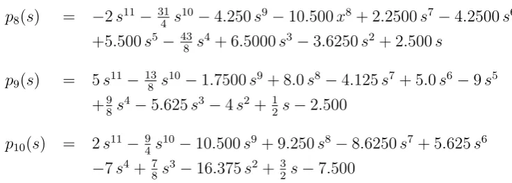 Table 4.6: Numerical behaviour of the ERES algorithm
