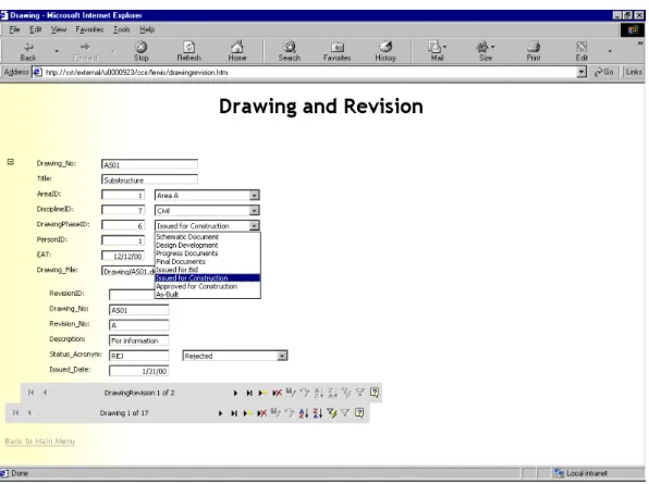 FIG. 6: An example of LEWIS interface for managing drawing and revision data set. 