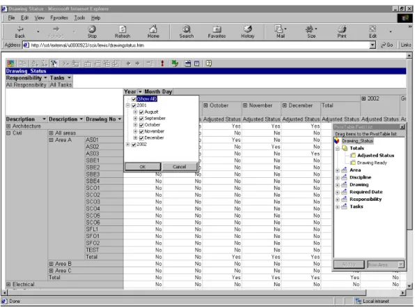 FIG. 8: An example of interactive browser-based query for drawing status. 