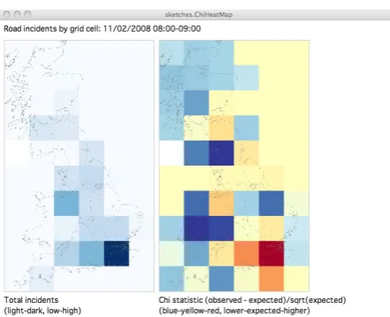 Figure 2: Number and observed versus expectednumber of road incidents, map layout