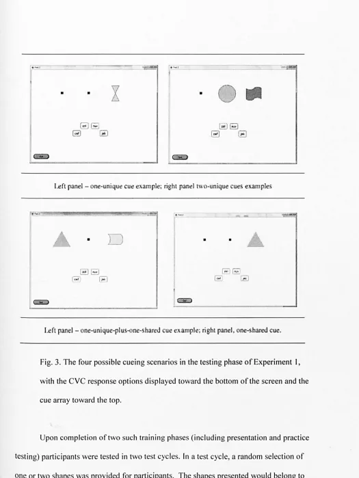Fig. 3. The four possible cueing scenarios in the testing phase of Experiment I, 