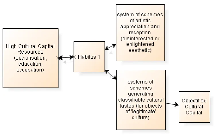 Figure I: Activation of objectified cultural capital (adapted from Bourdieu, 1984: 171)