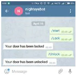 Fig. 7 displays commands received for locking or unlocking the door, by the owner.   