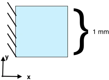 Figure 3.4 Example domain with a clear analytical solution. We tested the accuracy of our model in asimple 1 mm by 1 mm square whose new dimensions we would be able to calculate analytically
