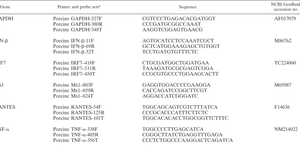 TABLE 1. Oligonucleotide primer and probe sequences for real-time RT-PCR