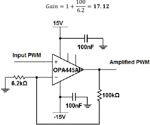 Figure 22 OPA445 op amp in non-inverting configuration 