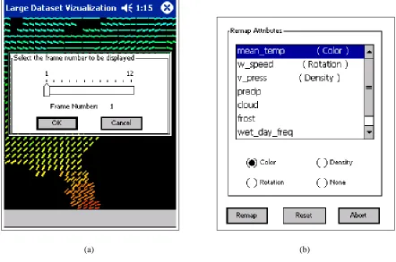 Figure 5.4: Tool Menu Dialogs: (a) Frame Selection Dialog; (b) Data-Feature Mapping Dialog