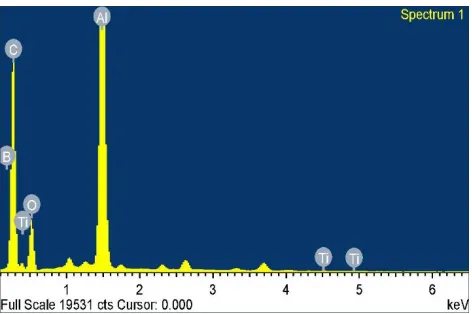 Fig. 8 EDS analysis of AA6061-1%B4C particulate.  