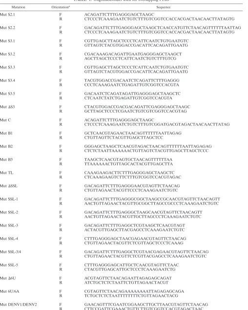 TABLE 1. Oligonucleotides used for overlapping PCRs
