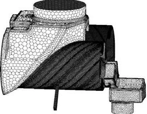 Figure 1 Numerical mesh for CFD calculation of screw compressor 