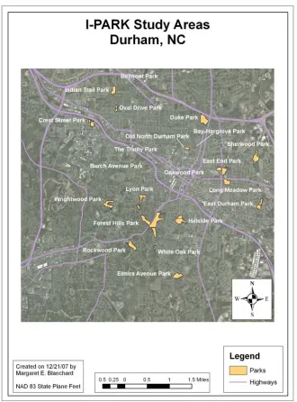 Figure 1.  Map of the Twenty I-PARK Study Areas  