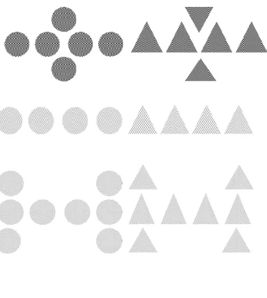 Figure 2. Examples of triangles and circles stimuli.