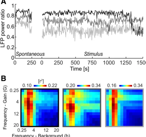 Figure 6.Consistency of results across experiments and variations in cortical state. A, Tocharacterize the stability of cortical state during recordings, we quantified the ratio of low-frequency LFP power (0.25–5 Hz) to the total LFP power (0.25–50 Hz)