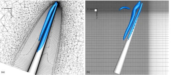 Figure 3: (a) Finite-volume solution, and (b) immersed-boundary solution of an octopus-like arm performing sinu-