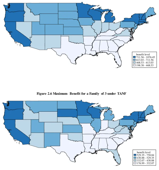 Figure 2.6 Maximum  Benefit for a Family  of 3 under TANF 