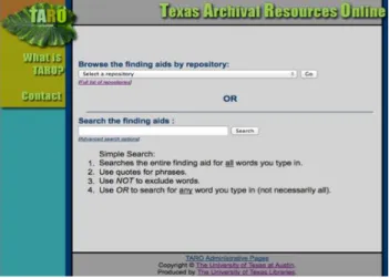 Figure 1. Texas Archival Resources Online 