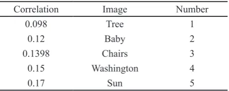 Table 2: correlation of each image