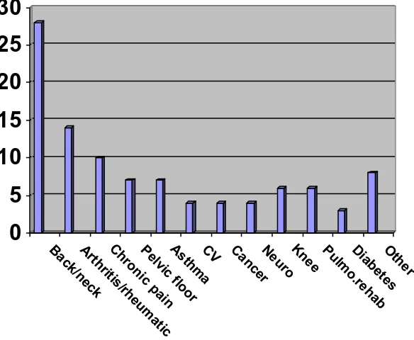 Figure 3. Physiotherapist HP interventions by level of health promotion (%) 