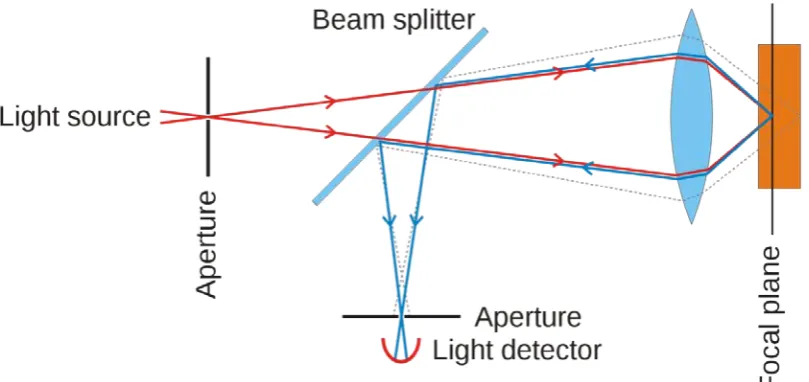 Figure 1.4 Principles of confocal scanning showing the placement of 