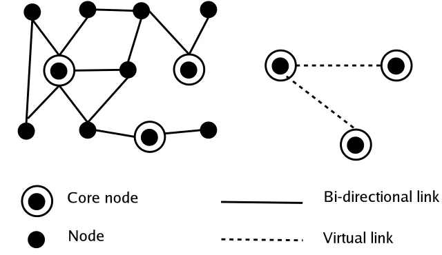 Figure 3.1: Core nodes and the Approximate Minimum Dominating Set (MDS)