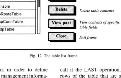 Fig. 12. The table list frame.