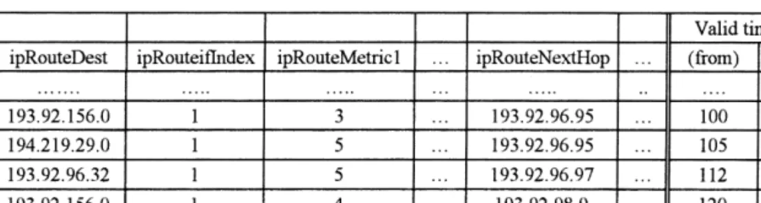 Fig. 3. Part of the quasistatic ipRouteTable TMIB table object.