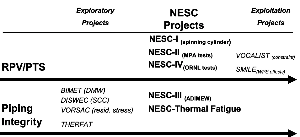 Fig. 1. Overview of NESC Network Projects and associated Shared Cost Action Projects supported by DG-RTD.