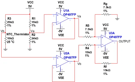 Figure 2. Serial-parallel resistor thermistor linearization circuit. 