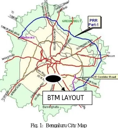 Fig. 1:  Bengaluru City Map  