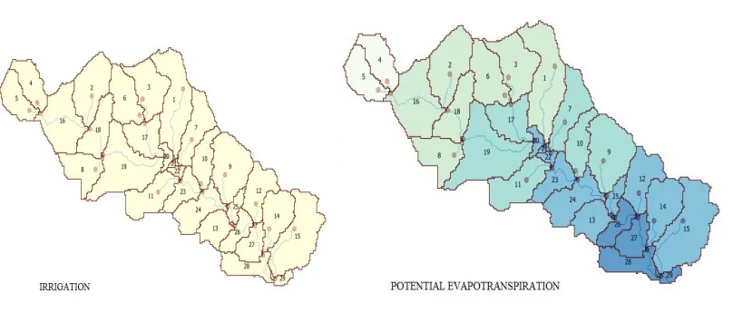Fig. 4. PET, Irrigation over the entire study area  