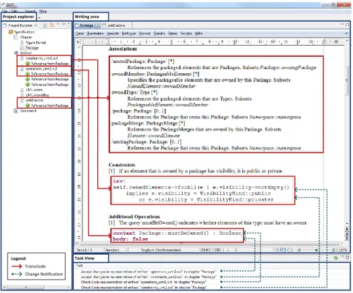 Fig. 6. Screenshot of the specification document in DEFT.