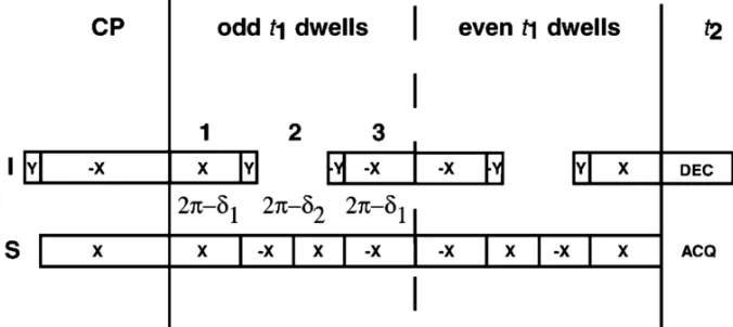 Figure 1.3 The pulse sequence of SAMMY. The heteronuclear interaction evolves during section 1 and 3