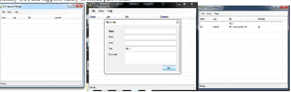 Fig 3.The Experiment result where password is stored successfully. This Figure explains how a sample password string was stored and managed easily