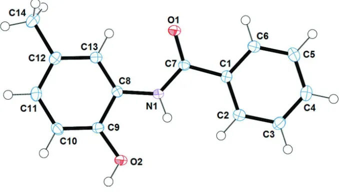 Figure 1The molecular structure of (I) with displacement ellipsoids drawn at the 50% probability level