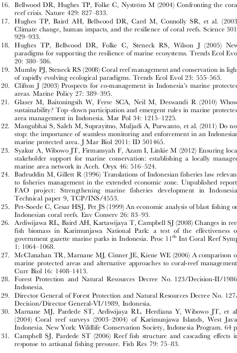Table S5Summary of Chi-square tests comparing changes inthe awareness of fishing restrictions before and after the 2005